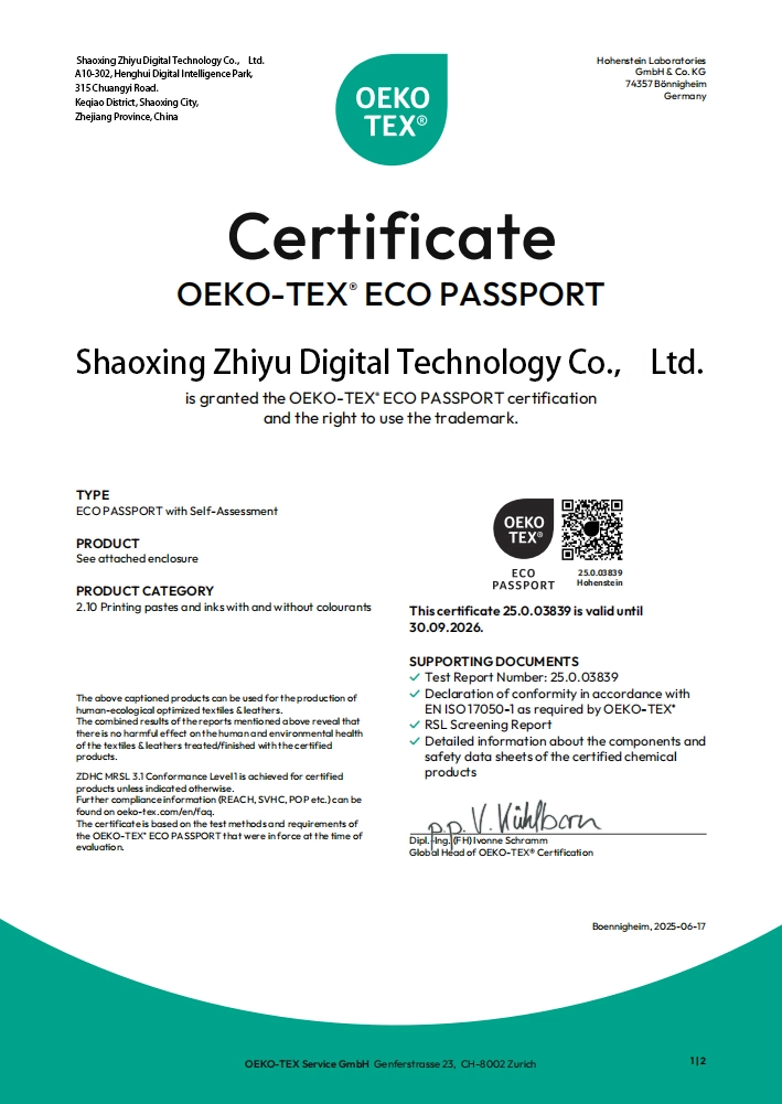 oeko tex ink